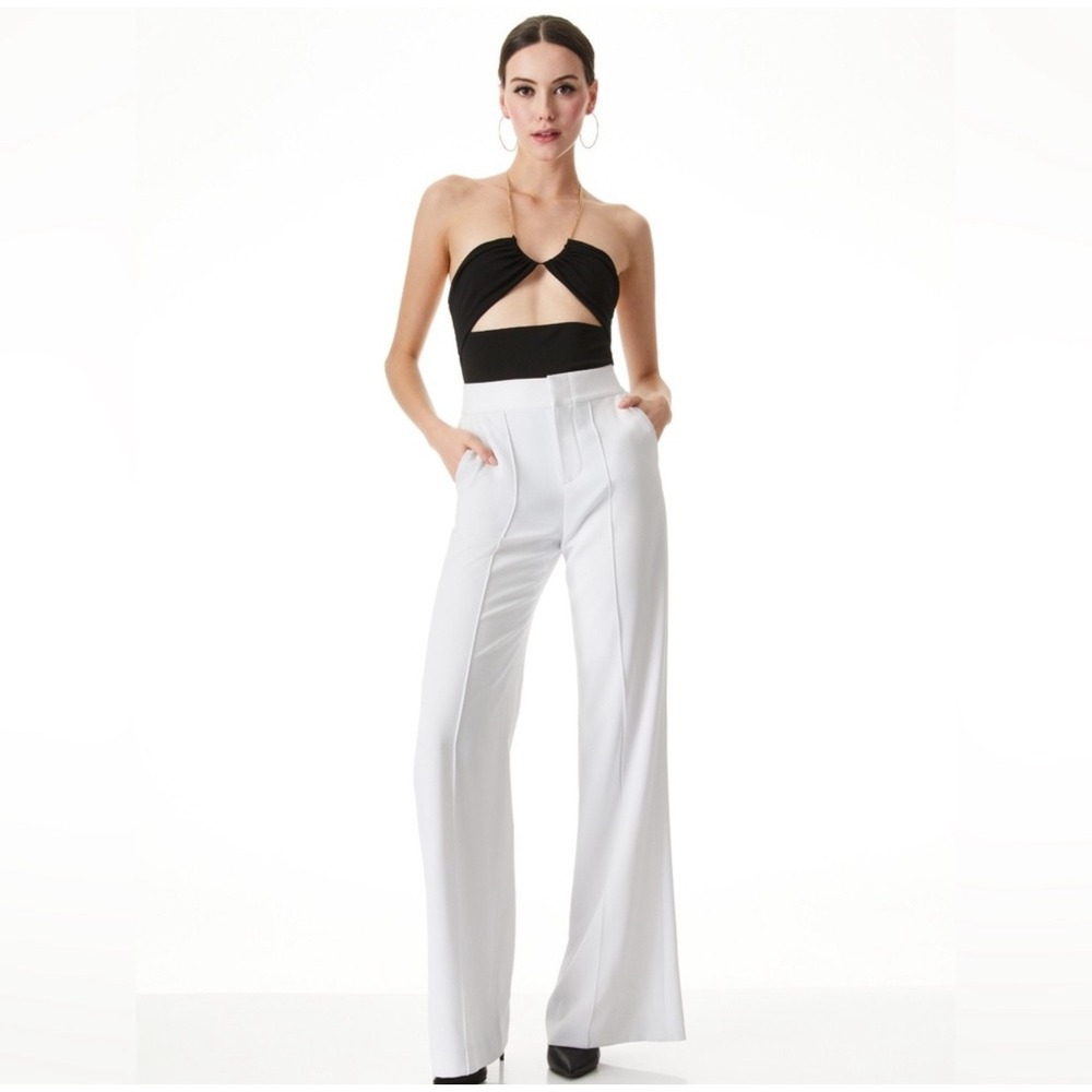 New! Alice + Olivia Sariya Cutout Black‎ Bodysuit Chain Neck Medium $250